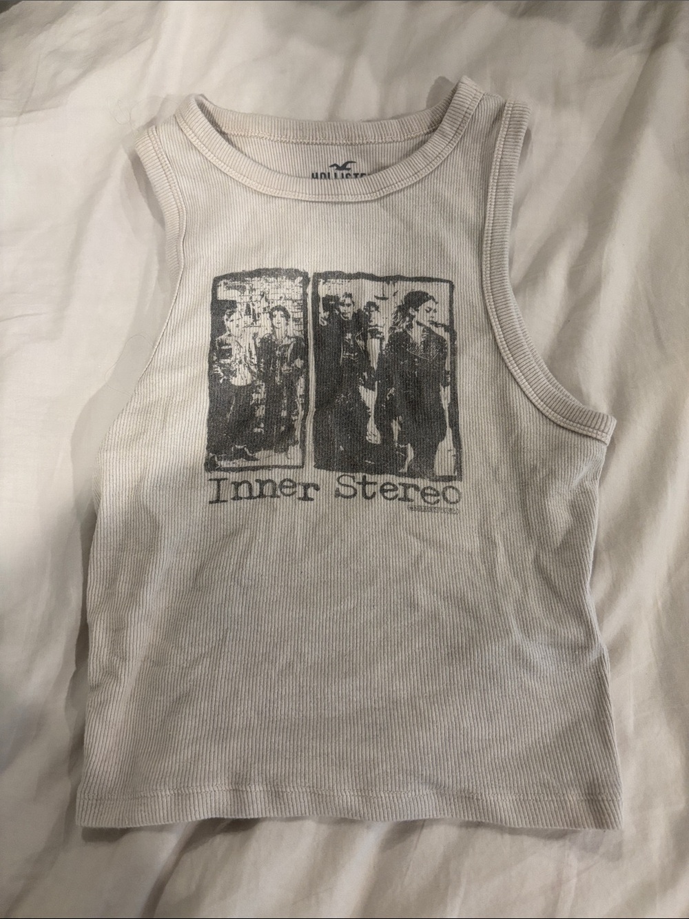 Hollister White 'Inner Stereo' Graphic Tank Top